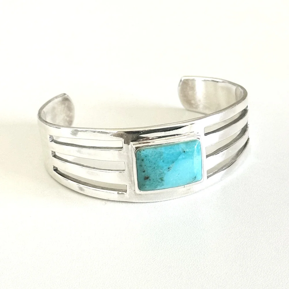 Barse Designer 925 Sterling Silver Chunky Turquoise Vintage Cuff Bracelet 7